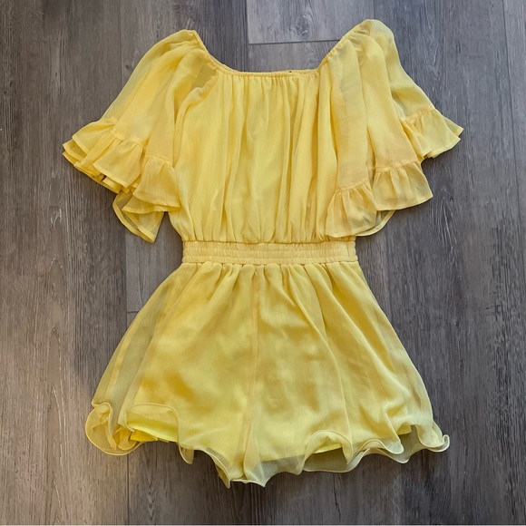 Endless Rose Ruffled Sleeve Romper in Honey Yellow - Picture 6 of 7